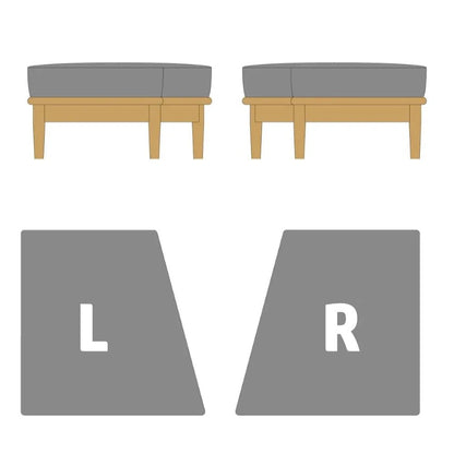 柏木工 シビルオットマン L型・R型の向きイラスト